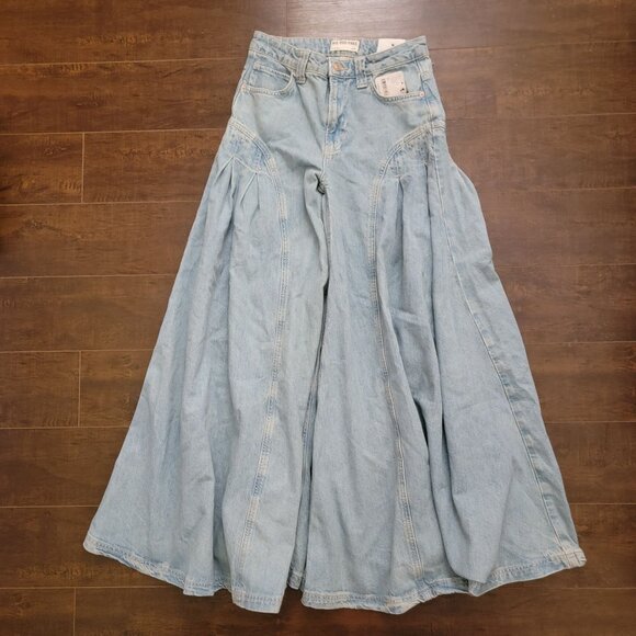 Free People Pandora Wide Leg Jeans Womens 26 Boho Chic Cottagecore Hippie Retro - Picture 2 of 9